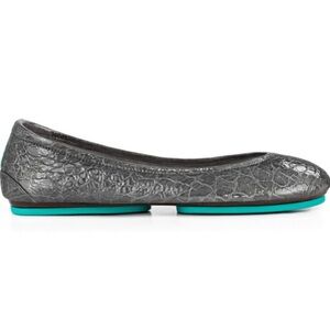 Tieks By Gavrieli Slate Grey Size 10 Croc Print Patent Leather Ballet Flats